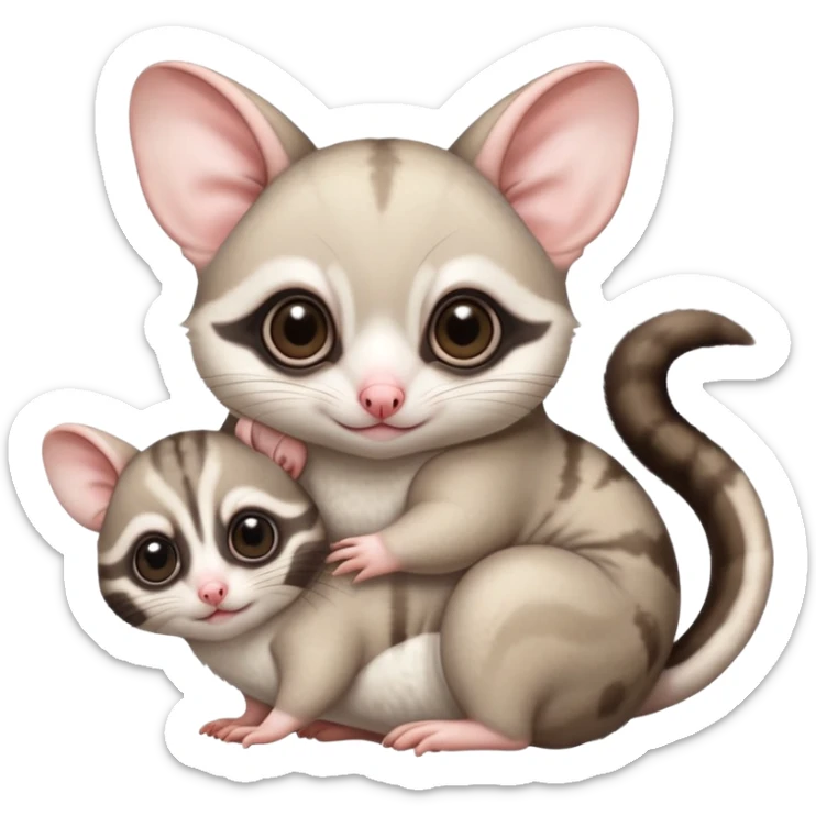 Fat and cute Japanese sugar glider  white. A mom anda a baby one very fat and cute sticker