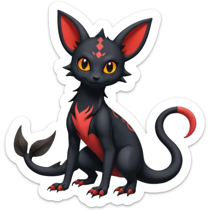  Spooky Gothic Salandit-Umbreon-Litten-Noibat-Fakémon-hybrid-creature (full body)  sticker