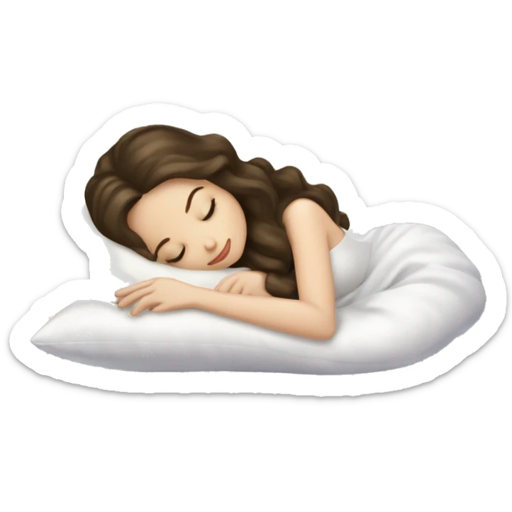 sleeping beauty brunette white girl with a silk pillow sticker