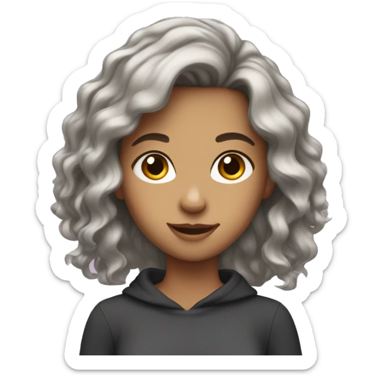 a teenager girl with dark brown wavy hair sticker