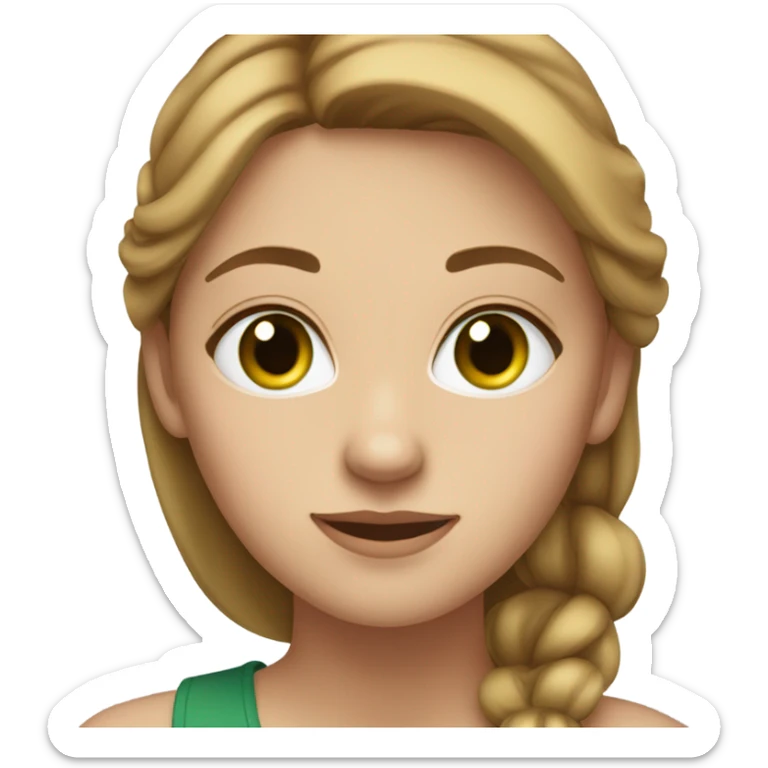 Young woman with light brown hair, fair skin, green eyes, small nose. sticker