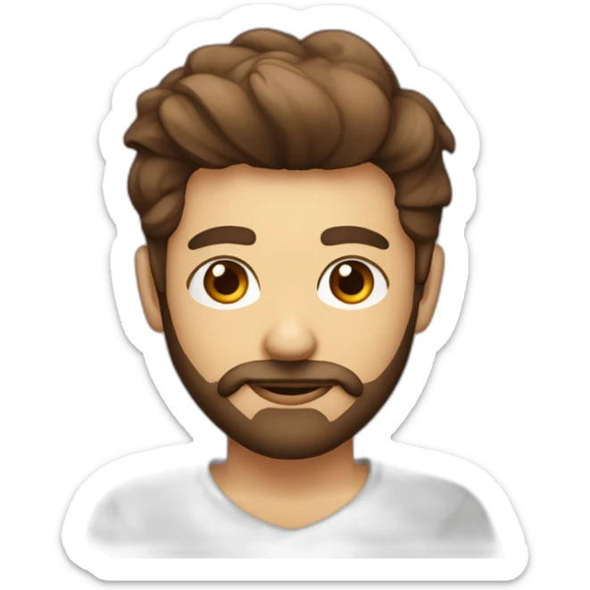 Homme avec un peux de barbe yeux marron cheuveux avec coupe au bol sticker