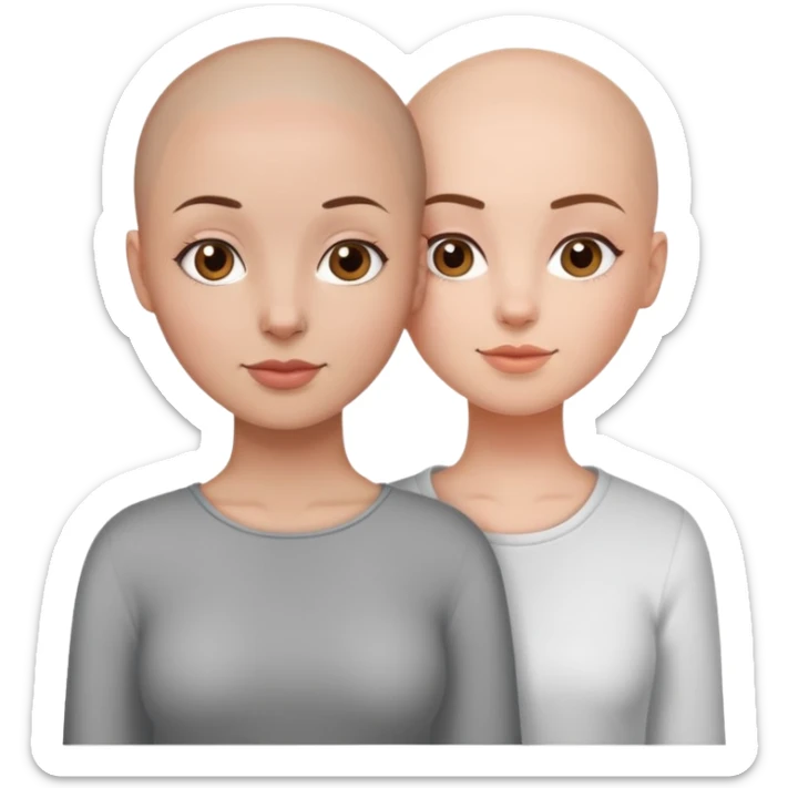 One bald girl best friend and one girl best friend with brown hair sticker