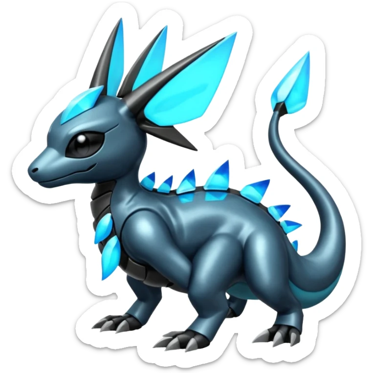 Shiny Futuristic Dusclops-Dusknoir-Salandit-Glaceon-Fakémon-hybrid-creature (full body)  sticker