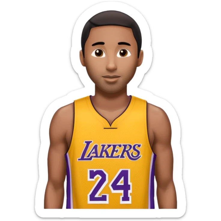 kobe in his lakers jersey number 24 give him some hair sticker