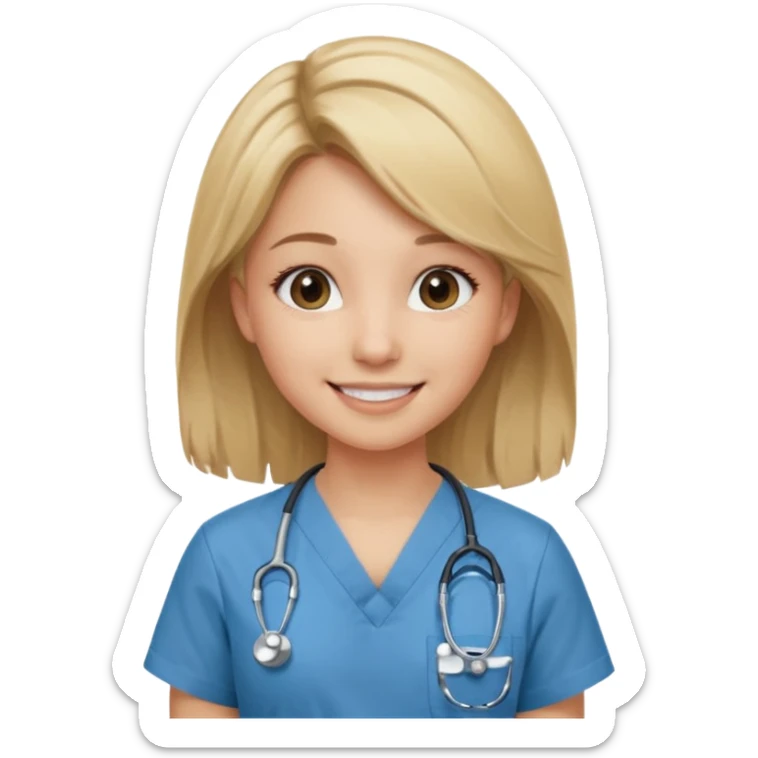 Girl emoji, dirty blondish hair , loves nursing , cute asthetics and her neutrals sticker
