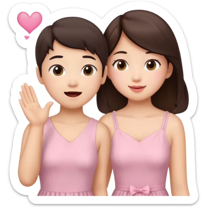 Asian girl blowing kiss to brunette boy  sticker