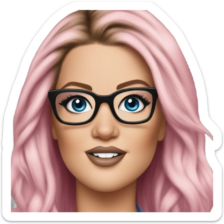 Photo Realistic khloe kardashian stylish pink hair BLUE eyes and glasses rock chick sticker