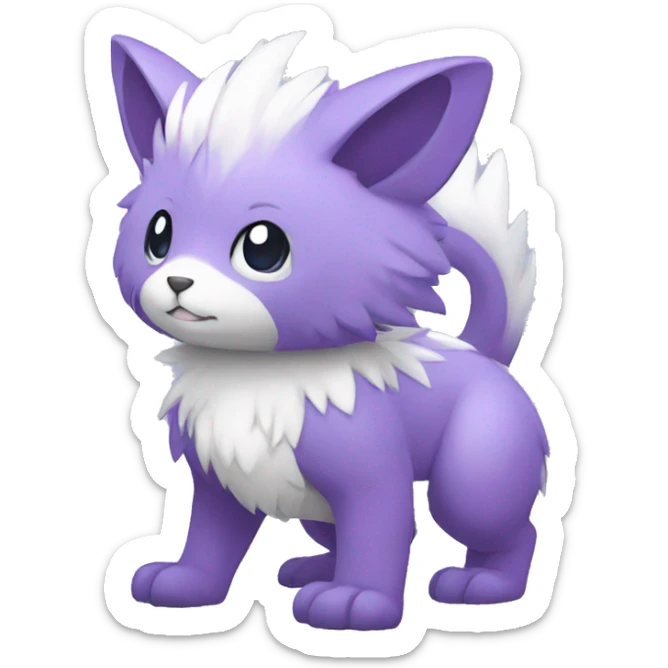 Cute cool purple white animal hybrid Fakemon full body sticker
