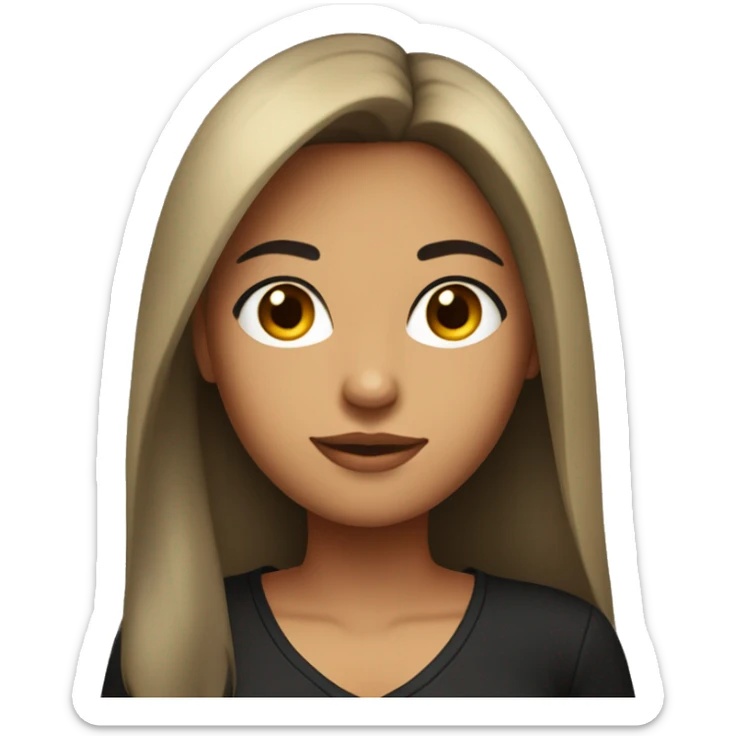 Beautiful girl with tan skin and long black hair with a v neck t shirt sticker