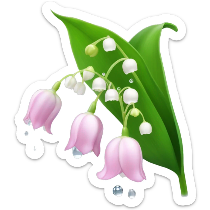 Baby pink Lily of the valley flower with clear water droplets on the flower  sticker