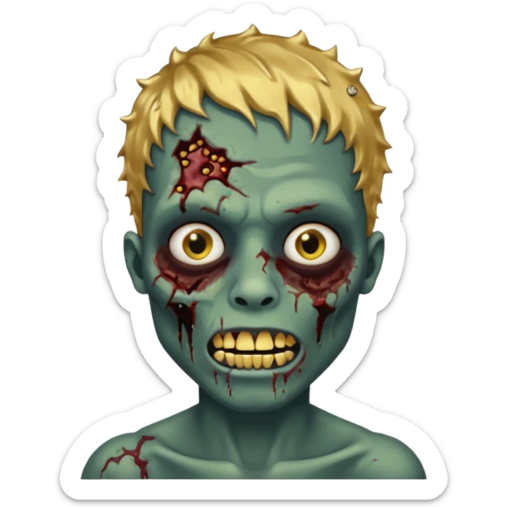 Quero um zumbi com a pele negra,com machucados no rosto (poucos) com dentes de ouro,com cabelos curtos ondulado, igual de iPhone  sticker