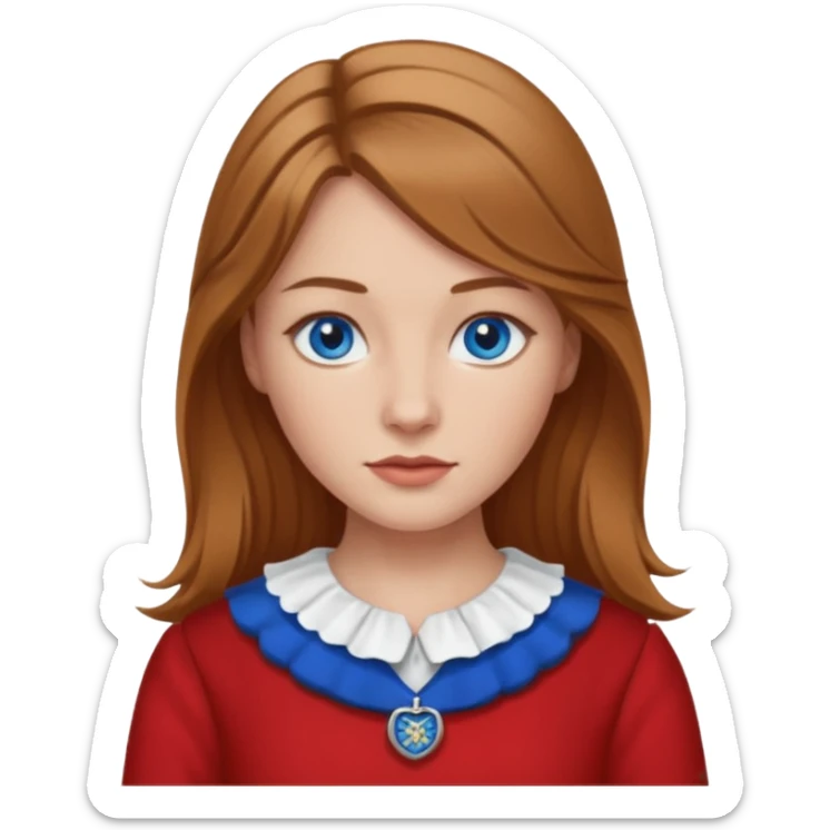 female with scottish red attire and dark blonde hair and blue eyes sticker