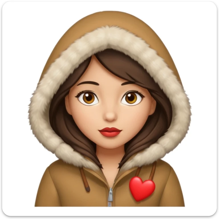 A girl with olive skin tone, brown eyes, brunette,  heart shaped lips and almond shaped eyes born in December loves winter sticker