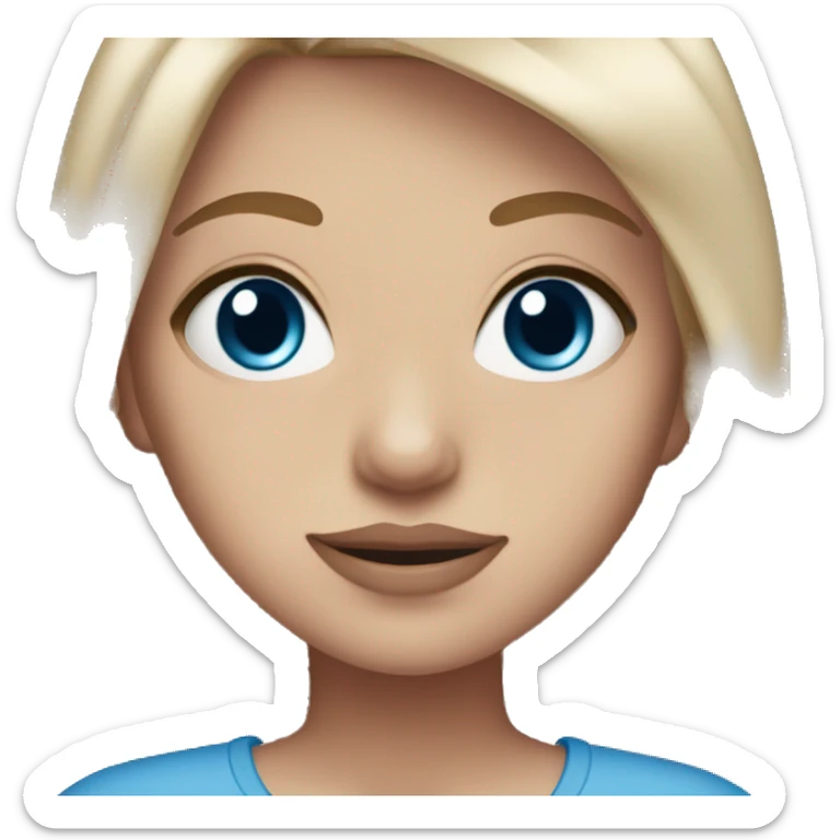 Girl with blue eyes, dirty blonde hair, pale-ish tan skin, pink lips straight-ish hair  sticker