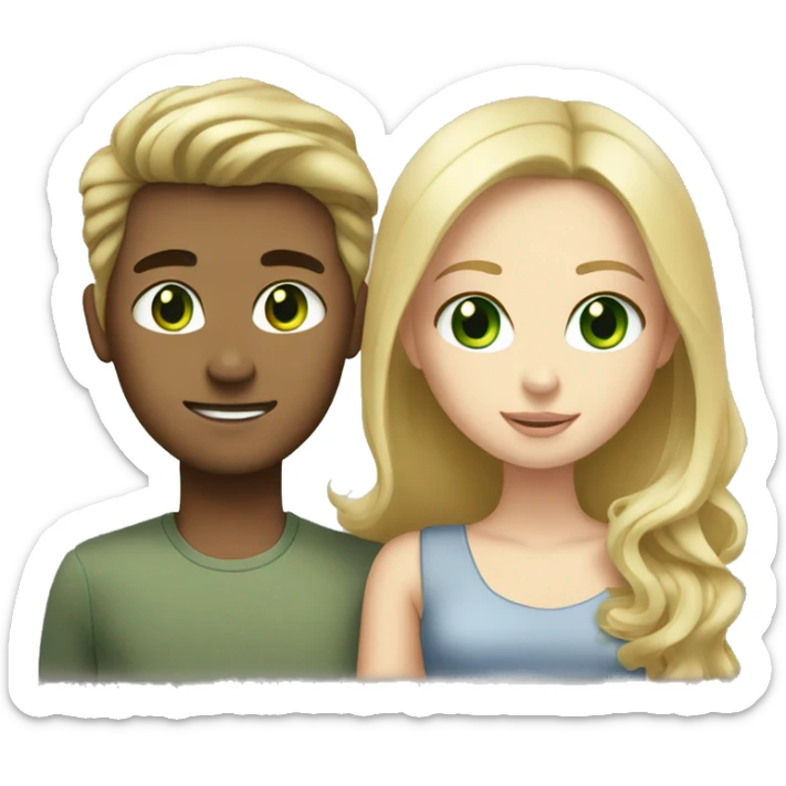 Blonde green eyed white girl with a tall brunette brown eyed guy sticker