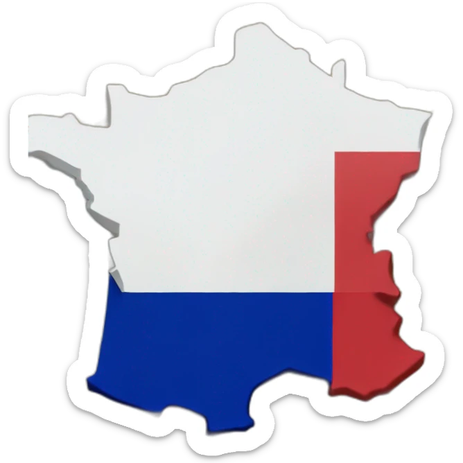outline of french country on the map filled with the french flag sticker