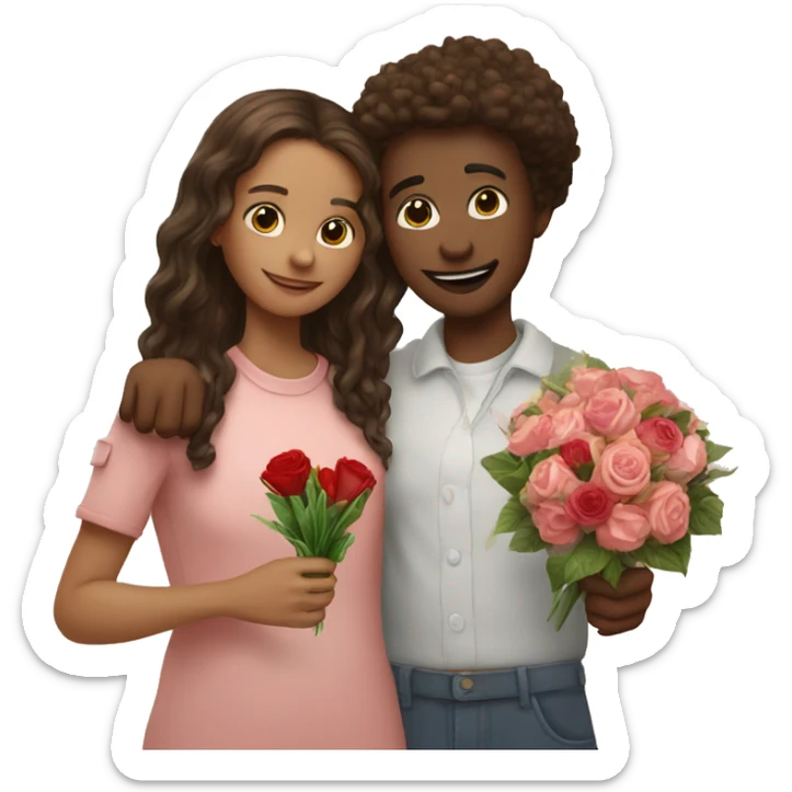  girl and her bestfriend making a heart and g  ives bouquet sticker