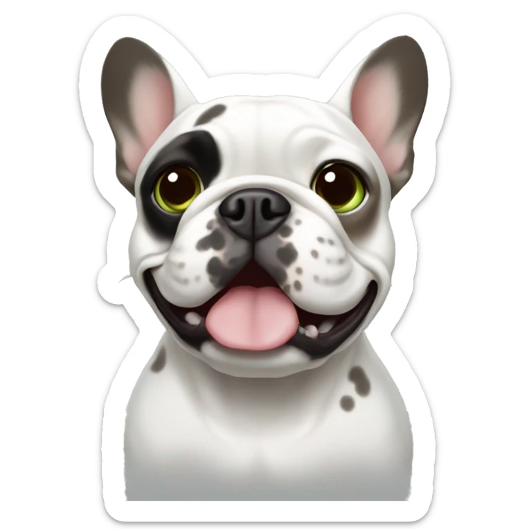 French bulldog white with brown spots and greenish grey eyes sticker
