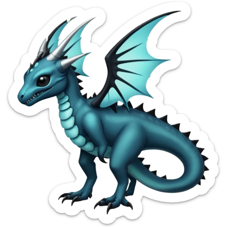 Shiny Dark Edgy  Inteleon-Amaura-Fakémon-hybrid-creature (full body)  sticker
