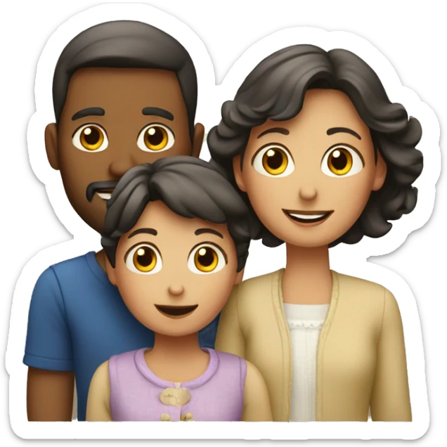 a french family with 2 parents and 2 children sticker