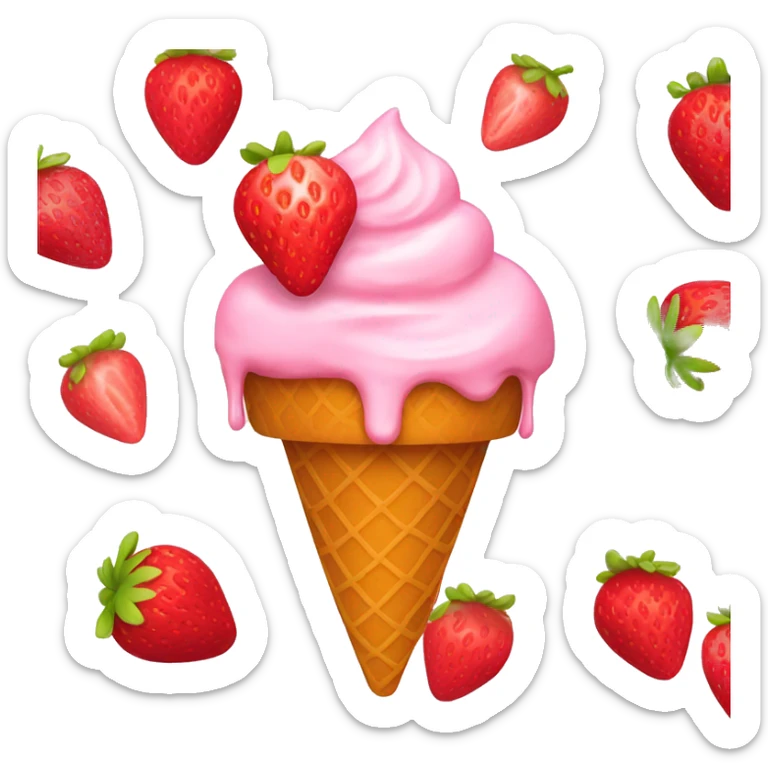 ice cream strawberry sticker