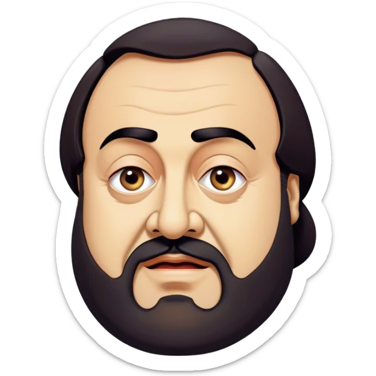 Cinematic Realistic Luciano Pavarotti Portrait Emoji, depicted as a charismatic operatic tenor with expressive eyes and commanding stage presence, rendered with rich elegant textures and warm theatrical lighting that captures his timeless vocal brilliance. sticker