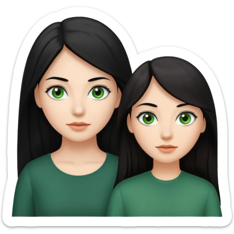 enemies chico pelo negro ojos grises chica pelo castaño largo ojos verdes sticker