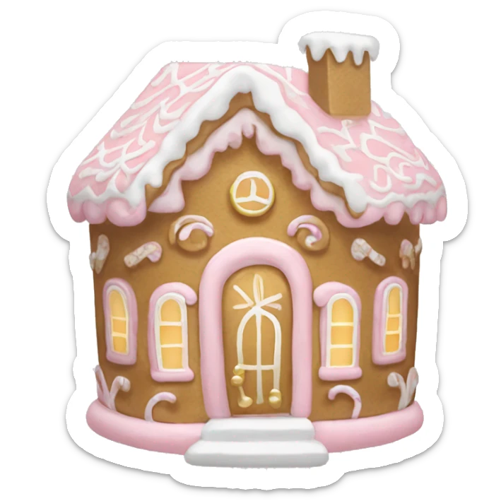 light pink and gold and white gingerbread house sticker