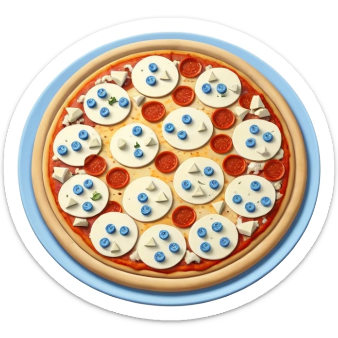 The pizzas have the colors of France on them sticker