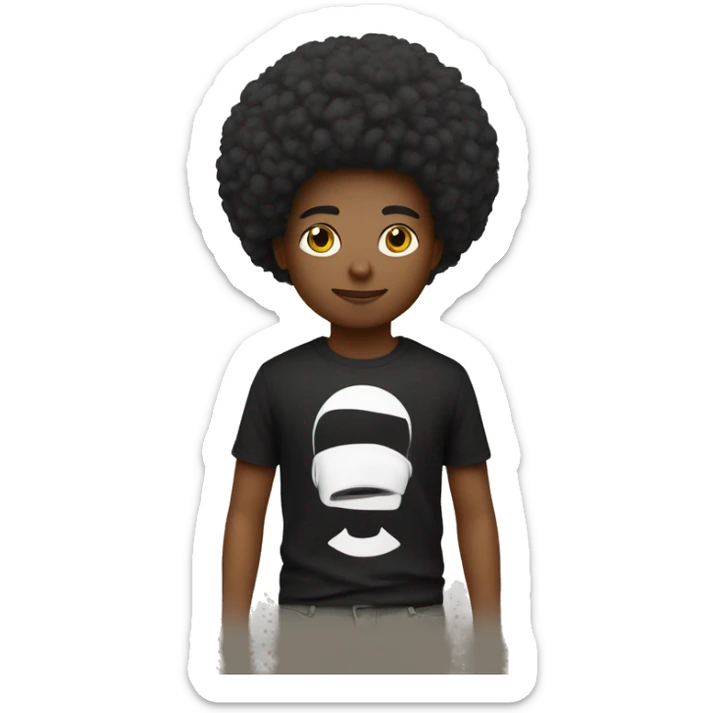 fais moi un noir avec un taper moyen et un collier croix chrétienne avec un t-shirt un afro  sticker