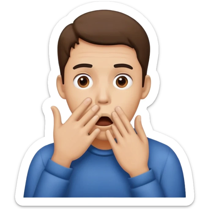 emoji of a person with his hand over his mouth sticker