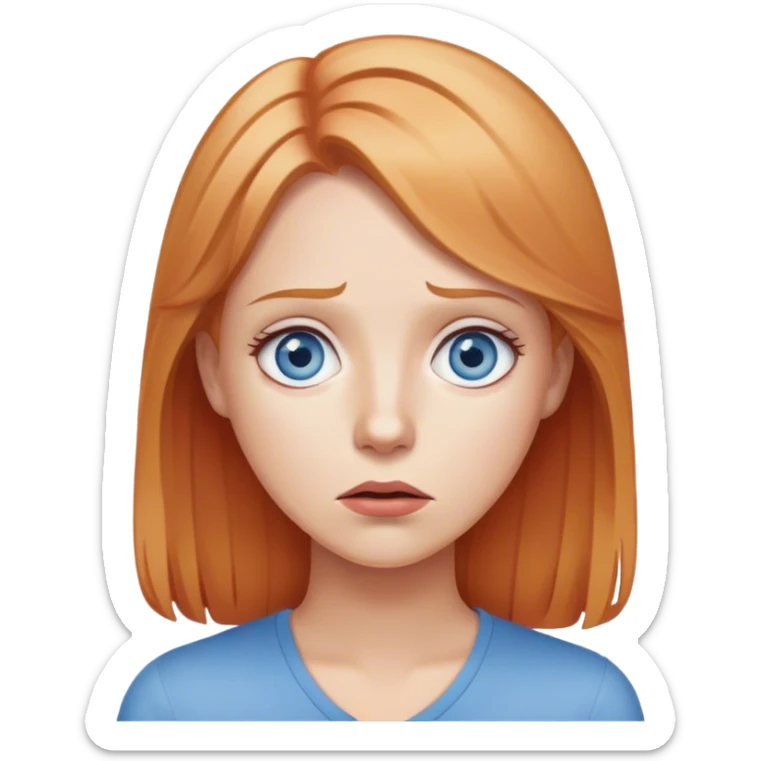 woman with long strawberry blond hair and blue eyes looking exasperated from waiting sticker