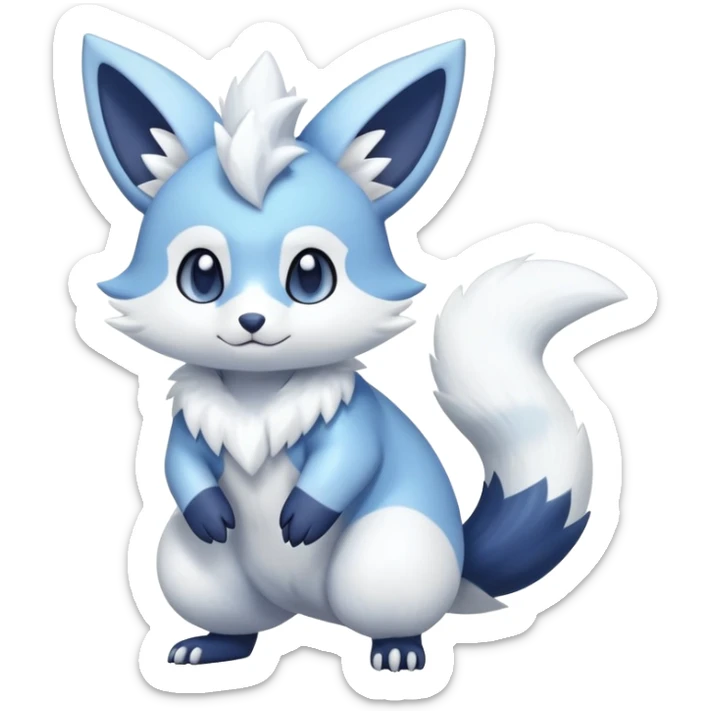 Shiny White Pastel Snowy Icy Sparkly Cute Furret-Meowstic-Zangoose-Hybrid (Full body) sticker