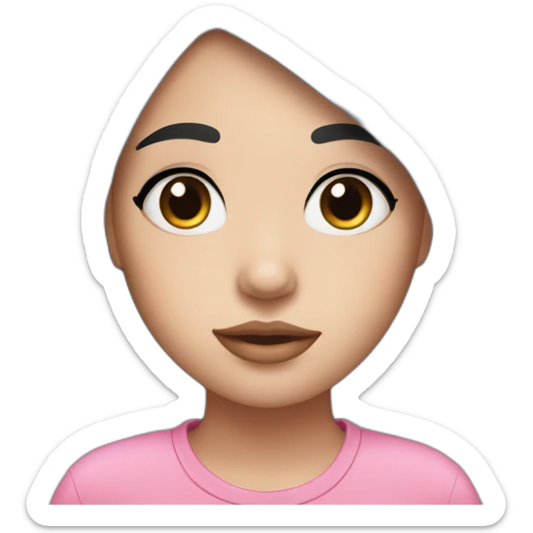 A girl with black hair and eyelashes and pink cheeks  sticker