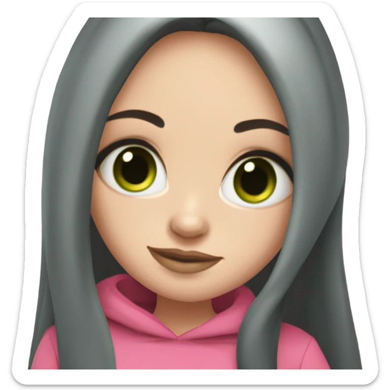 Beautiful Russian girl with green eyes and very long black hair pink clothes pregnant sticker