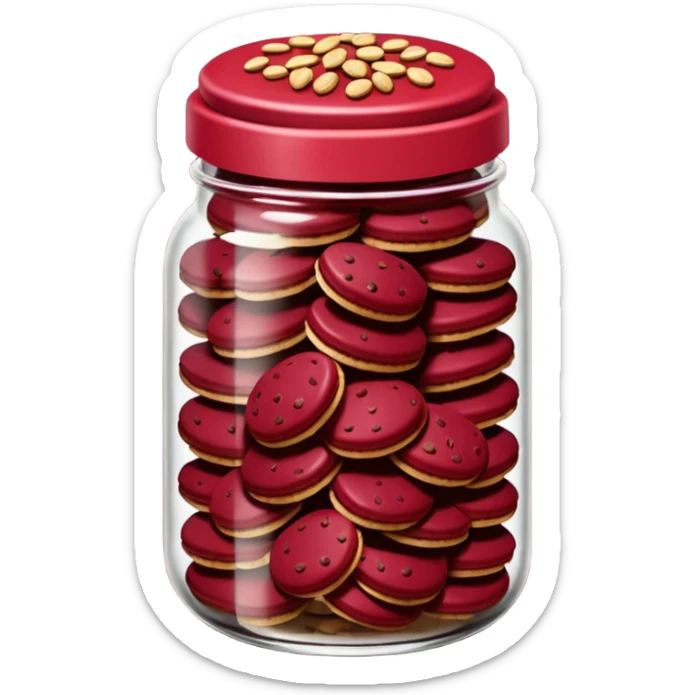 Haz un emoji de un tarro de galletas Red Velvet con pepitas de chocolate blanco sticker