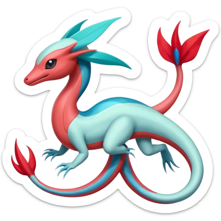 Meloetta-Milotic-Inteleon-Heliolisk-Helioptile-Salamence-Salandit-Latias-Fakémon-creature-hybrid sticker
