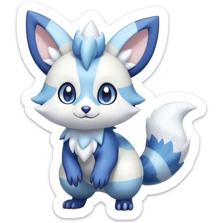 Shiny White Pastel Snowy Icy Sparkly Cute Furret-Meowstic-Zangoose-Hybrid (Full body) sticker