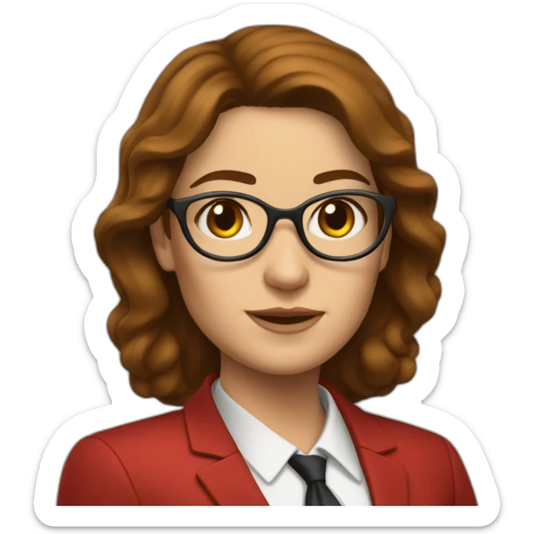 woman lawyer in red suit and brown hair sticker