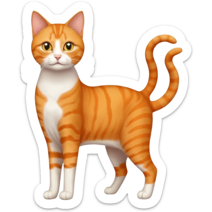 full body orange domestic shorthair slim cat with yellow/orange eyes  sticker