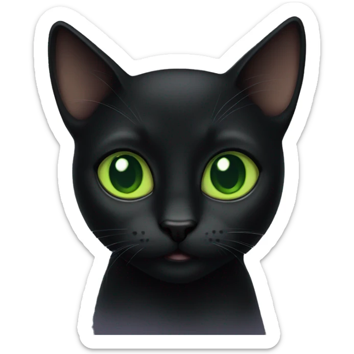 A black cat with green eyes sticker
