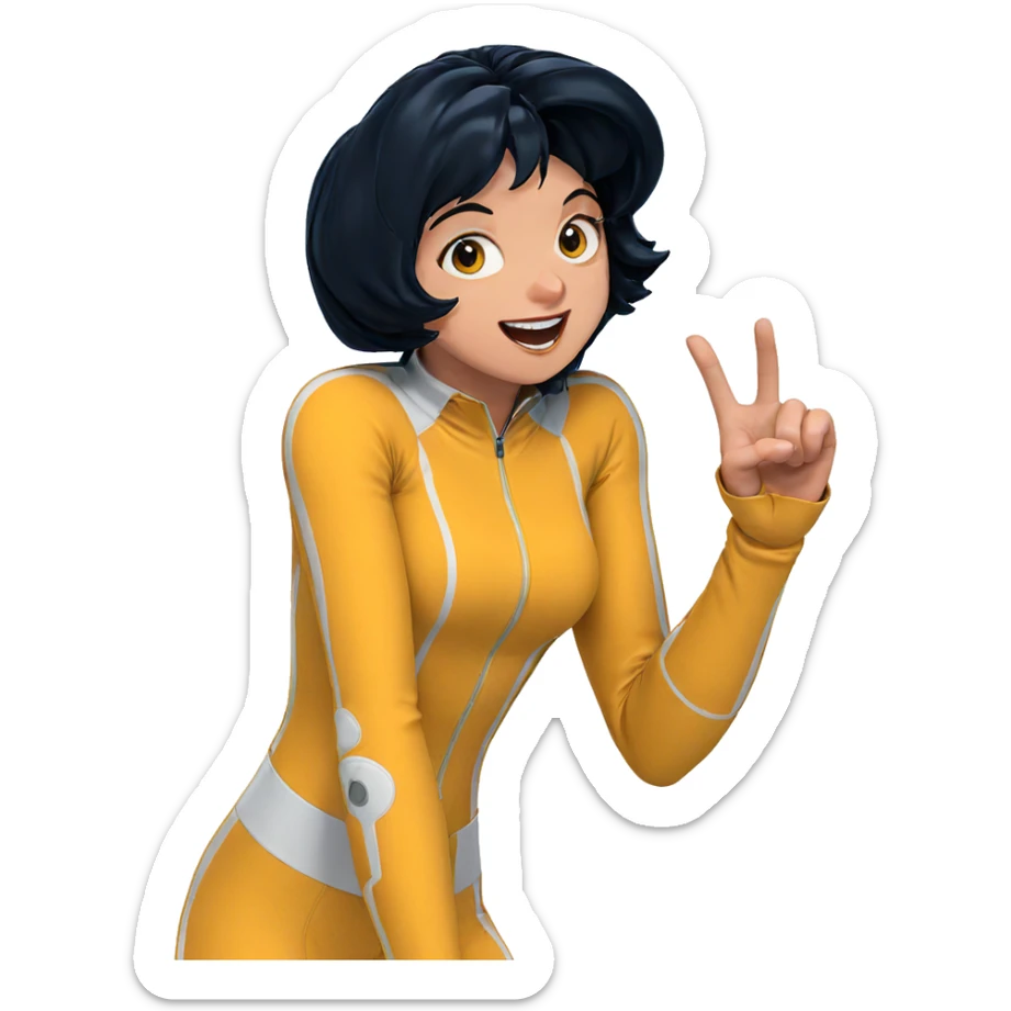 smiling girl in bodysuit sticker