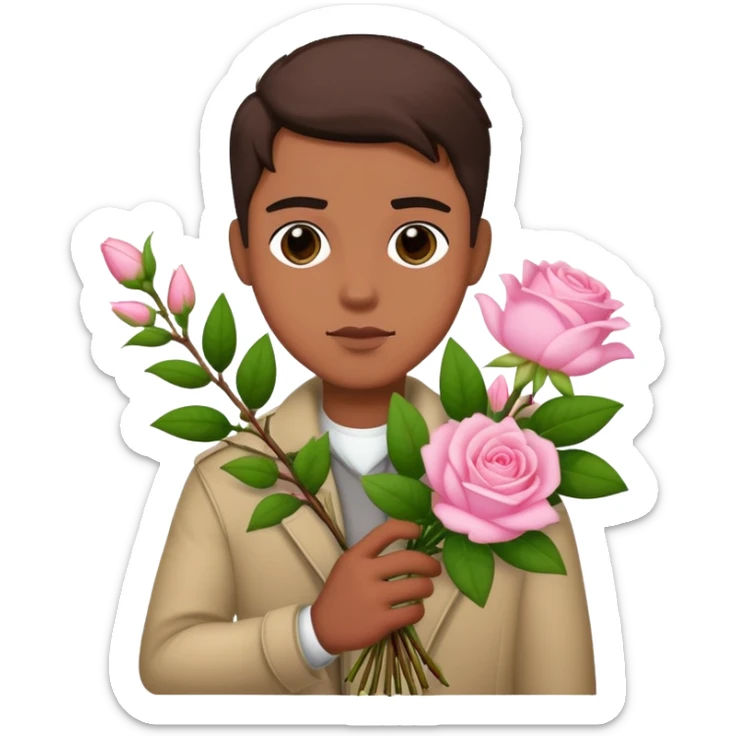 The bad boy is holding a bouquet of pink jasmine roses sticker
