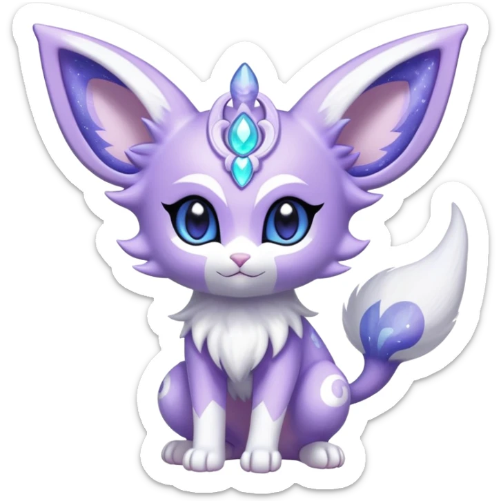 Shiny Exotic Cute Adorable Majestic Ethereal Sparkly Espeon-Meowstic-Hybrid-Creature with pattern-markings sticker