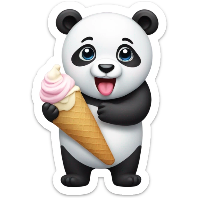 Panda eating ice cream sticker