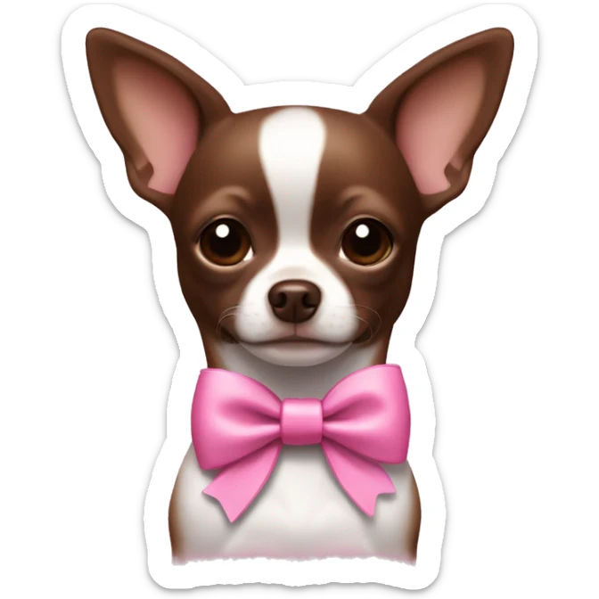Chihuahua chocolate Brown with White Stroke on the forhead and a pink bow  sticker