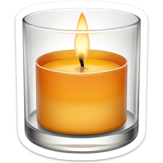 Scented candle, in translucent holder  minimalist style, high detail, still life, 4k sticker