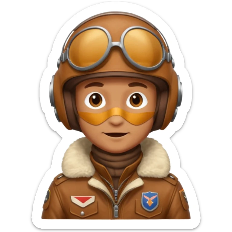 renard aviateur, casque en cuir vintage marron , écharpe blanche, blouson aviateur, sticker
