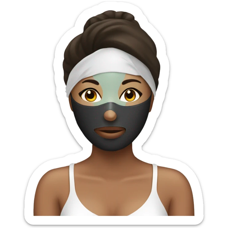 Lady with face mask spa beauty full face relaxing sticker